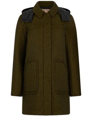 Moorer Hooded Single-Breasted Coat - Green