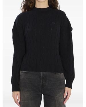 Balenciaga Cable-Knit Logo Jumper - Black