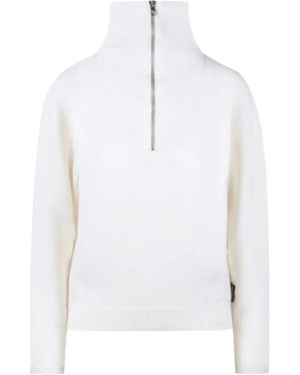 Courreges Embroidered-Logo Zip Sweater - White