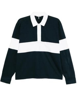 Rag & Bone Striped Collared Polo Top - Black