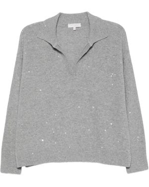 Antonelli Pull Orné De Sequins À Col Polo - Grey