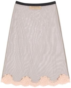Valentino Garavani Tulle Midi Skirt - Grey