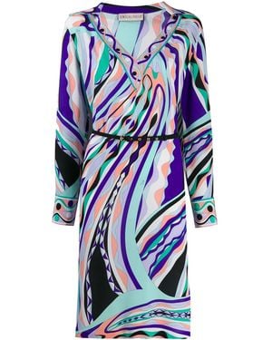 PUCCI Abstract Print Midi Dress - Blue
