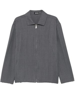 Imperial Zip-Up Elasticated-Hem Shirt Jacket - Gray