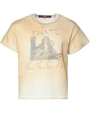 Crazy Clown L.A. Graphic-Print Raw-Edge T-Shirt - Natural