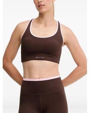 P.E Nation Logo-Print Racerback Sports Bra - Black