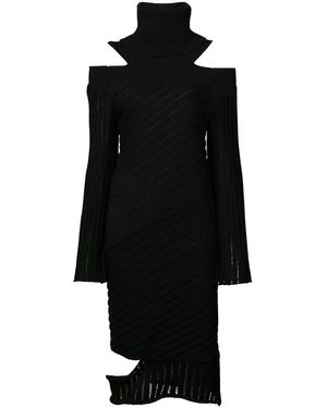 Valery Kovalska Ribbed Cold Shoulder Dress - Black
