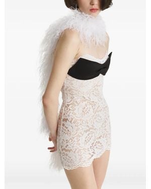 2310 STUDIO Écharpe Bordée De Plumes - White