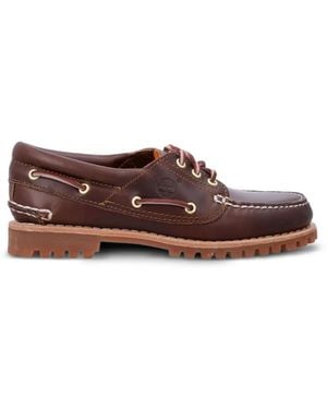 Timberland Authentic 3-Eye Logo-Print Boat Shoes - Brown