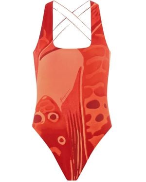 Ferragamo Maillot De Bain À Imprimé Fish - Rouge