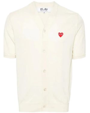 COMME DES GARÇONS PLAY Logo-Patch Short-Sleeve Cardigan - White