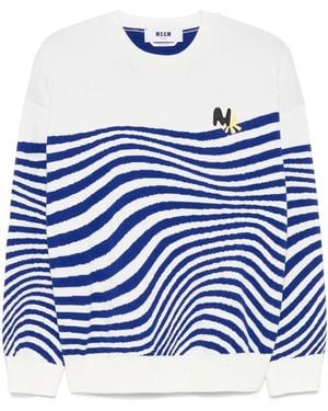 MSGM Gestreifter Pullover - Blau
