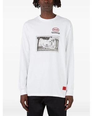 Pressure Postcard crew-neck long-sleeve sweatshirt - Blanco