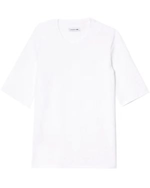 Lacoste Elbow-Length Sleeve T-Shirt - White