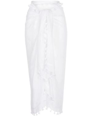 Melissa Odabash Pareo con ribete de borlas - Blanco