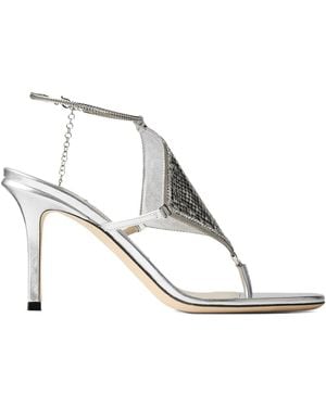 Jimmy Choo 85Mm Chain-Embellishment Sandals - White