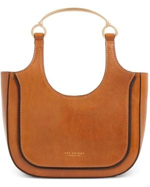 The Bridge Top Handle Leather Mini Clutch Bag - Brown