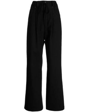 Goen.J Contrasting-Panel Wide-Leg Pants - Black
