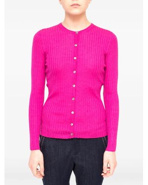 LA ROSE Ribbed Cashmere Cardigan - Pink