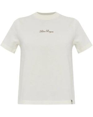 Palm Angels Camiseta De Algodón Con Logo Estampado - Blanco