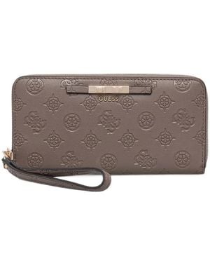 Guess Carmella Logo-Embossed Zip-Around Wallet - Brown