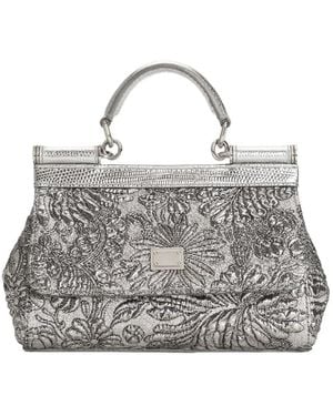 Dolce & Gabbana Mini Sicily Brocade Shoulder Bag - Gray