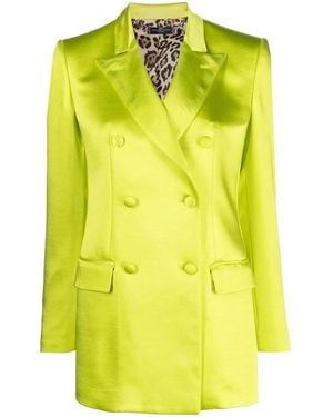 Philipp Plein Double-Breasted Satin Blazer - Yellow