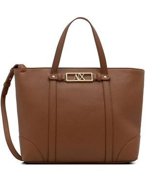 ARMANI EXCHANGE Bolso Satchel Con Logo - Marrón