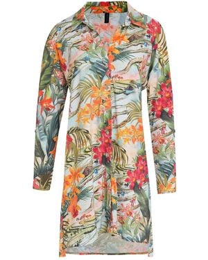 Lygia & Nanny Vestido camisero con estampado floral - Blanco