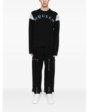 McQueen Logo-Embroidered Sweatshirt - Black