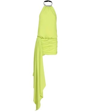 Nue Iris Rhinestone-Embellished Draped Dress - Yellow