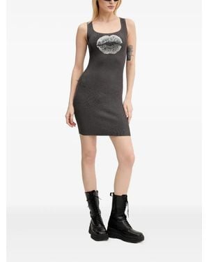 Miss Sixty Ribbed Mini Dress - Black