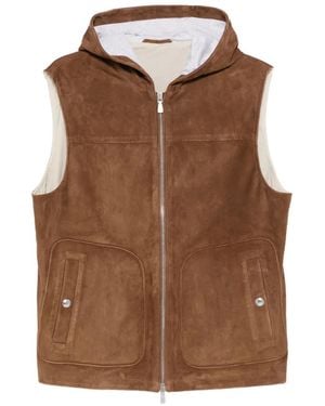 Eleventy Hooded Pocket Gilet - Brown