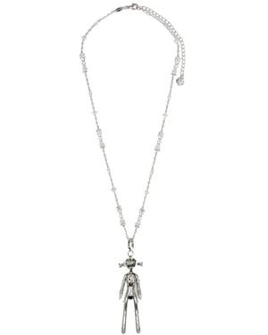 YVMIN Small Girl Crystal-Embellished Doll Necklace - White