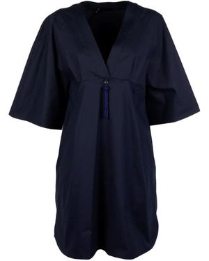 Seventy V-Neck Tassel-Detail Mini Dress - Blue