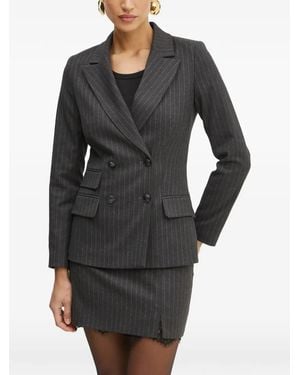 Morgan Pinstripe Double-Breasted Blazer - Black