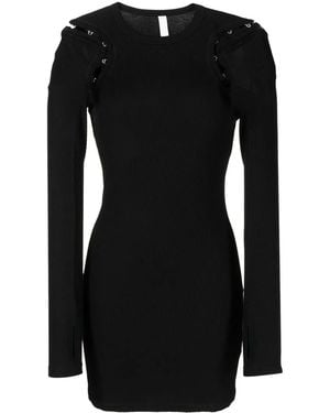 Dion Lee Hook And Eye Ribbed Mini Dress - Black