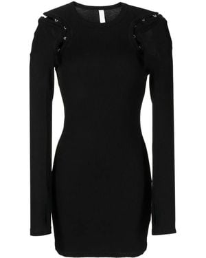 Dion Lee Hook And Eye Ribbed Mini Dress - Black