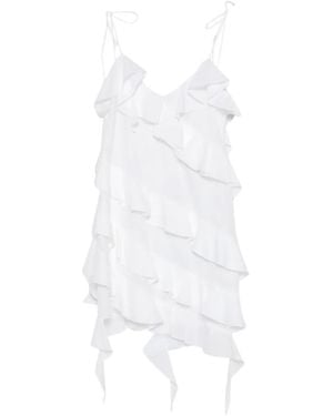 LES FILLES D'EVA Ruffled Cold-Shoulder Mini Dress - White