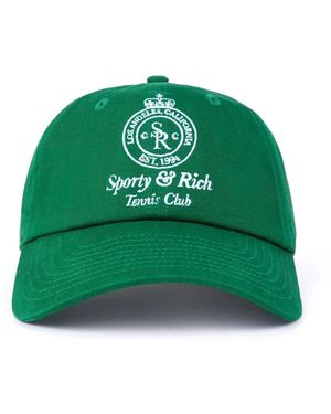 Sporty & Rich Crown Tennis Embroidered-Logo Baseball Cap - Green