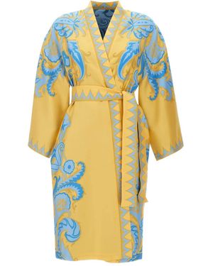 Etro Vestido Tipo Albornoz Con Estampado Ornamentado - Amarillo