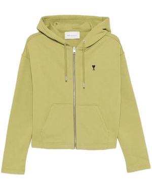 Ami Paris Sudadera Ami De Coeur Con Capucha Y Cremallera - Verde