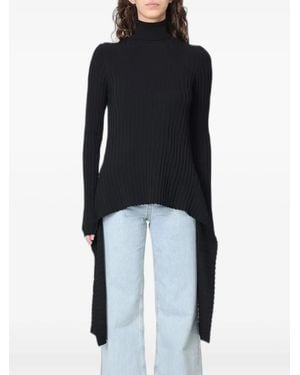 Moschino Ribbed Asymmetric-Hem Jumper - Black