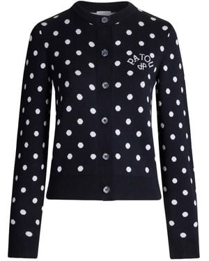 Patou Polka-Dot Buttoned Cardigan - Blue