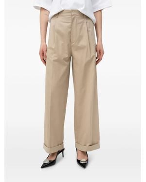 DARKPARK Pleated Turn-Up Trousers - Natural