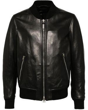 Tom Ford Leather Bomber Jacket - Black