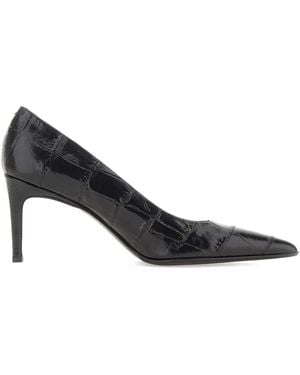Sergio Levantesi Grace Pumps mit Kroko-Effekt 80mm - Schwarz