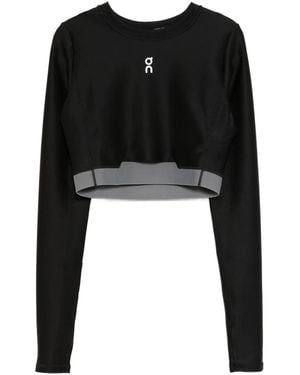 On Shoes Train Lg-Sleeves Crop Top - Black