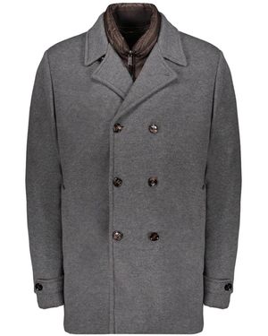 Moorer Doppelreihige Jacke Im Layering-Look - Grau