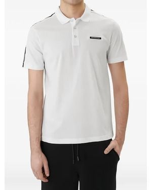 EA7 Logo-Patch Tape-Detail Polo Shirt - White